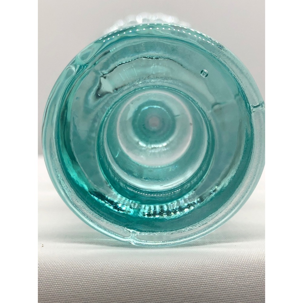 Aqua Blue Ribbed Glass Taper Candlestick Holder Vintage Style 9.75 Inch Coastal - Picture 6 of 10